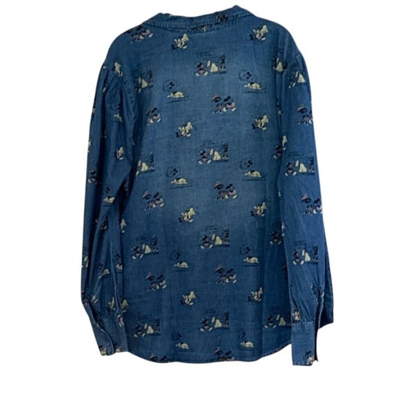 Disney Parks "Her Universe" Button Front Long Sleeve Denim Shirt Blue Sz XL - Picture 3 of 5
